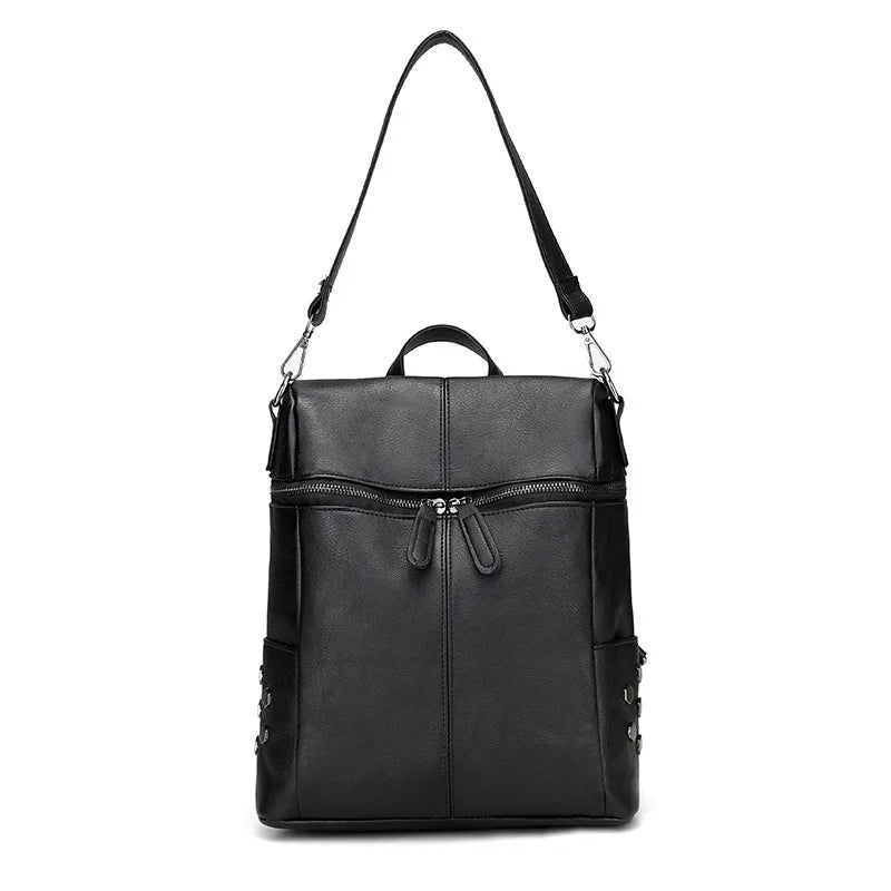 Vintage Nubuck Leather School Backpack Large Capacity Waterproof Shoulder Bag