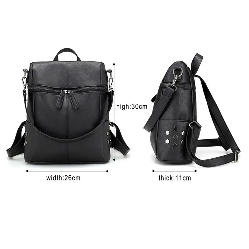Vintage Nubuck Leather School Backpack Large Capacity Waterproof Shoulder Bag