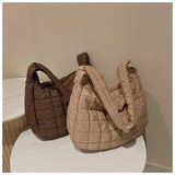 Casual Large Capacity Tote Shoulder Bags Ruched Handbag Nylon Quilted