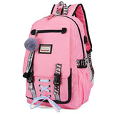 Casual School Bag Girls Women Backpack USB Charging Schoolbag