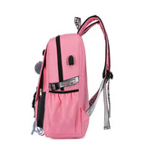 Casual School Bag Girls Women Backpack USB Charging Schoolbag
