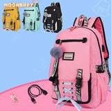 Casual School Bag Girls Women Backpack USB Charging Schoolbag
