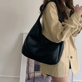 Casual Shoulder Bag Large Capacity PU Leather Wide Straps Tote Bag