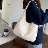 Casual Shoulder Bag Large Capacity PU Leather Wide Straps Tote Bag