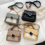 Chain PU Leather Crossbody Bags For Women Small Shoulder Messenger Bag