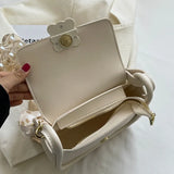 Women's Chain Shoulder Bag Small Flap Handbag with Silk Scarf Messenger Bag
