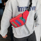 Men's Canvas Fanny Pack Street Reflective Waist Bag