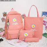 Classic Novel Daisy Canvas Schoolbag Computer Bag Set