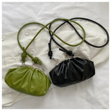 Cloud Shoulder Bags For Female Pleated Clip Soft Leather Crossbody Bags