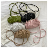 Cloud Shoulder Bags For Female Pleated Clip Soft Leather Crossbody Bags