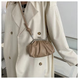 Cloud Shoulder Bags For Female Pleated Clip Soft Leather Crossbody Bags