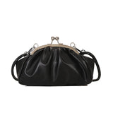Cloud Shoulder Bags For Female Pleated Clip Soft Leather Crossbody Bags