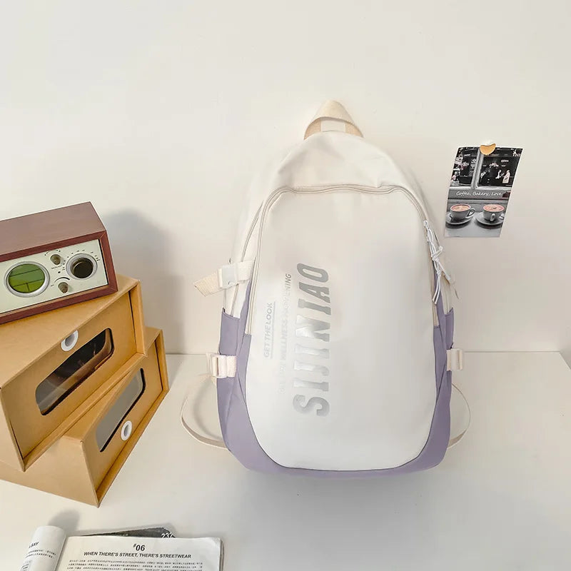 Waterproof Nylon Women Backpack Large Capacity School Bag