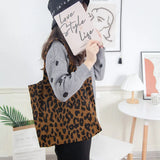 Leopard Print Tote Bag Ladies Shoulder Handbag Casual Large Capacity