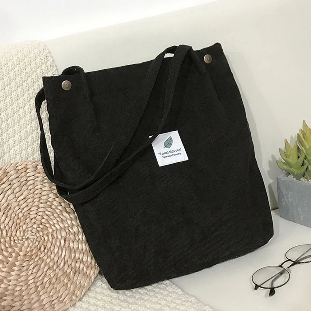 Corduroy Women's Shoulder Bag Cotton Handbag Eco Shopping Large Tote