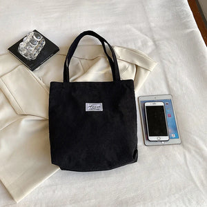 Vintage Corduroy Shoulder Bag for Women Large Eco Shopping Tote