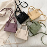 Crocodile Pattern PU Leather Crossbody Bag for Women Chain Shoulder Handbag