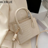 Crocodile Pattern Crossbody Bag Chain Shoulder Handbag