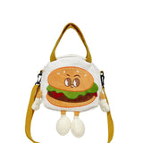 Cartoon Hamburger Women Large-capacity Canvas Bag