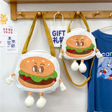 Cartoon Hamburger Women Large-capacity Canvas Bag