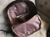 Plush Faux Fur Backpack w/ Heart Pendant - Pink