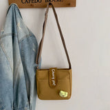 Canvas Cartoon Pendant Shoulder Bag for Women Girls