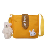 Canvas Cartoon Pendant Shoulder Bag for Women Girls