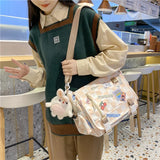 Plaid Messenger Bag Women Cover Shoulder Crossbody Bunny Handbag