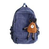 Corduroy Backpack Women Stripe Harajuku School Bag Teenage Girl Backpack