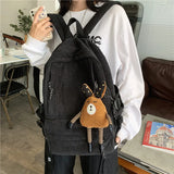 Corduroy Backpack Women Stripe Harajuku School Bag Teenage Girl Backpack