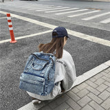 Denim Women Backpack Retro Travel Bag Large Capacity Student Backpack