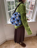 Fluffy Cotton Mini Single Shoulder Bag Dot Plaid Cotton-filling Underarm Bag