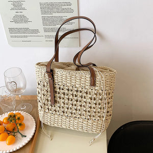 Woven Straw Crossbody Bag for Women Summer Beach Handbag