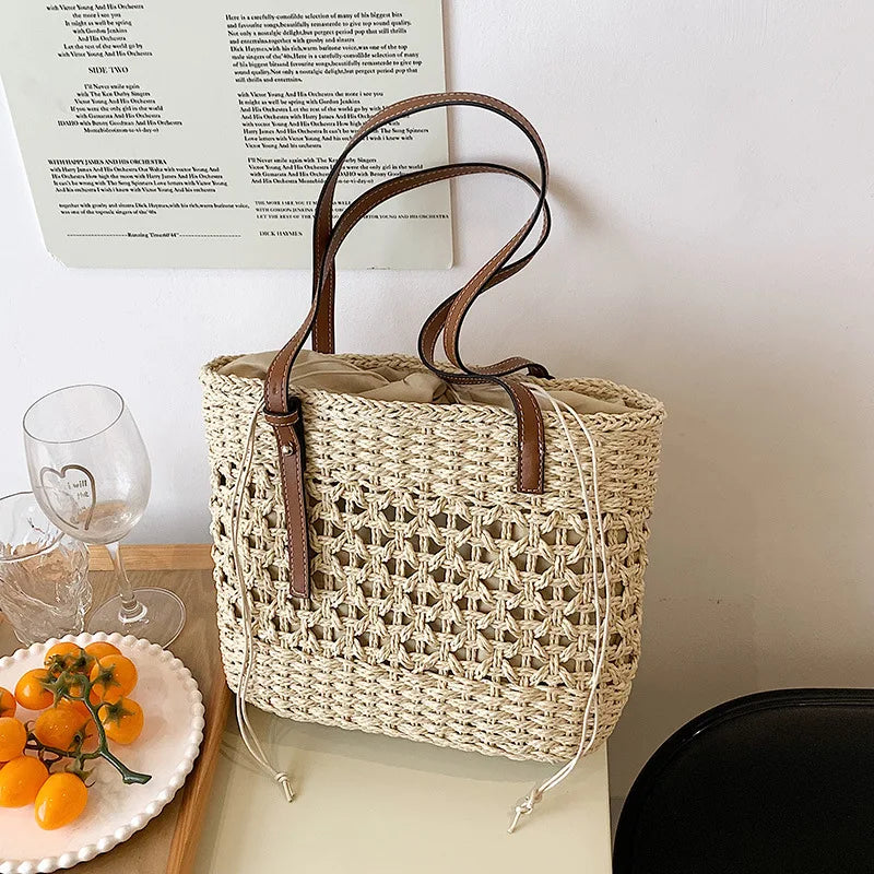Woven Straw Crossbody Bag for Women Summer Beach Handbag