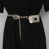 Metal Chain Waist Belt with Letter Bag Box Women European Ins Mini Fanny Packs