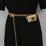 Metal Chain Waist Belt with Letter Bag Box Women European Ins Mini Fanny Packs