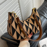 Retro Women Canvas Underarm Half Moon Bags