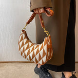 Retro Women Canvas Underarm Half Moon Bags