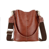 Large Capacity Bucket Bag Crocodile Pattern Crossbody Bags for Women