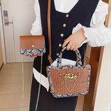Green Silver Pu Leather Handbag Large Capacity Tote Lady Messenger Bag