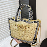 Green Silver Pu Leather Handbag Large Capacity Tote Lady Messenger Bag