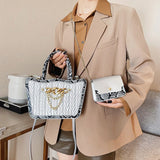 Green Silver Pu Leather Handbag Large Capacity Tote Lady Messenger Bag