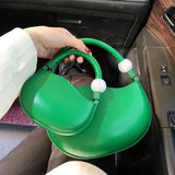 Women Half Moon Axillary Bags Evening Party Clutch Small Handbags Green Orange