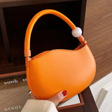 Women Half Moon Axillary Bags Evening Party Clutch Small Handbags Green Orange
