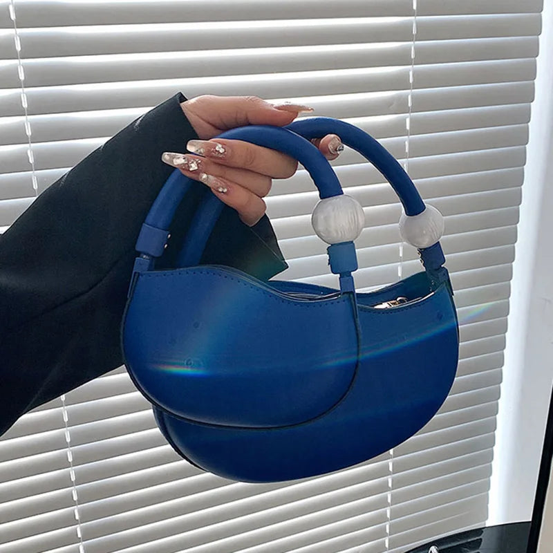 Women Half Moon Axillary Bags Evening Party Clutch Small Handbags Green Orange