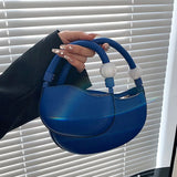 Women Half Moon Axillary Bags Evening Party Clutch Small Handbags Green Orange