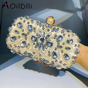 Diamond Colorful Stone Clutch Wedding Purse Shoulder Bag