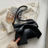 Solid Bowknot Handbag Underarm Tote Bag for Women