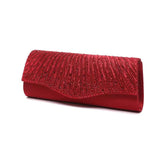 Satin Rhinestone Evening Bag Glitter Clutch Wedding Party Purse Chain