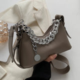 Women's Brown Shoulder Bag Chain Armpit Clutch